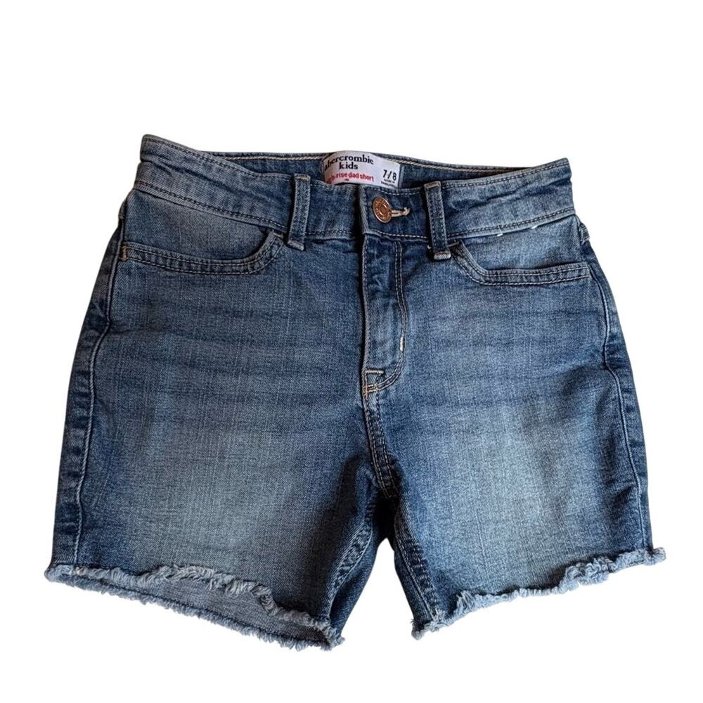 Abercrombie Kids Short High Rise Dad Denim JeanFrayed Hem Girl's size 7/8